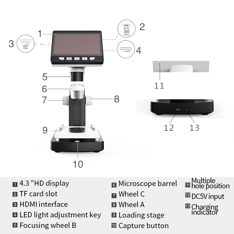 HD LCD цифровой промышленный микроскоп с экраном USB интерфейс 1080p электронный 2