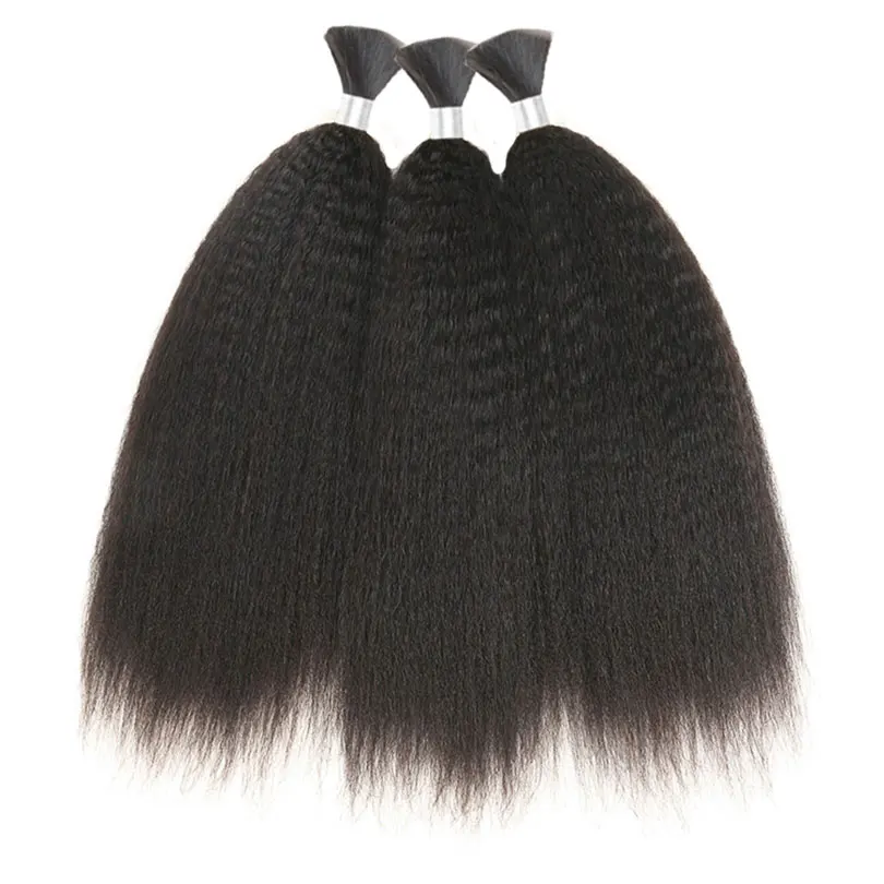 

Mongolian Remy Human Hair Bulk No Weft Braiding Hair Bundles Natural Black Color 100g/pc For Women