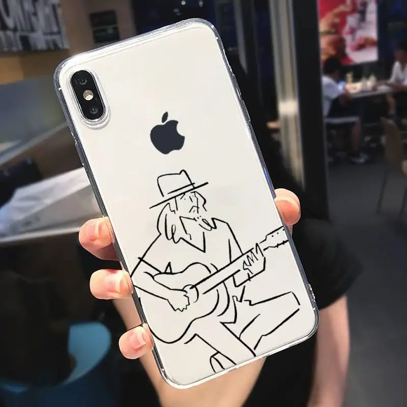 

killer simple black Phone Case Transparent soft For iphone 5 6 7 8 11 12 s c se plus mini x xs xr pro max cover shell funda