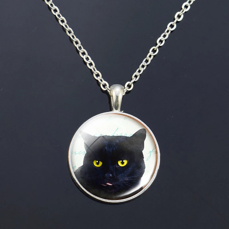 Ожерелье с подвеской в виде кошки и кабошона | Украшения аксессуары