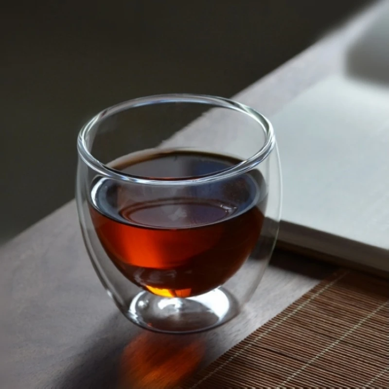 Термостойкая чайная кружка es 80 мл стеклянная с двойным дном без свинца для вина