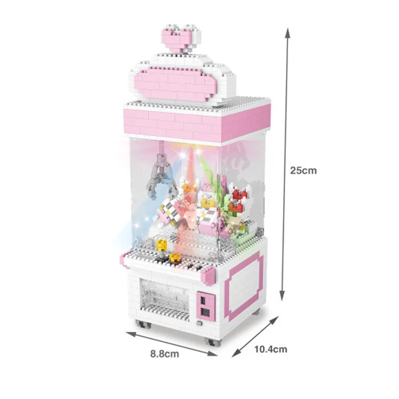 Funny game pink UFO Catcher doll micro diamond block with led light nanobricks educational toys building bricks for gifts | Игрушки и