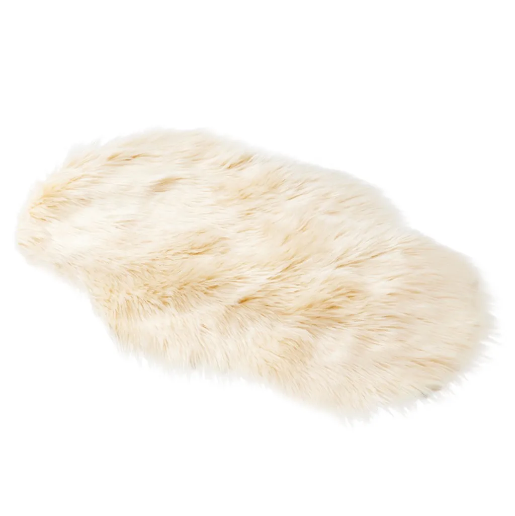 

Wool Imitation Sheepskin Rugs Faux Non Slip Bedroom Shaggy Carpet Mats Plush Carpets Bedroom Cover Mattress Door Window Bay Mat