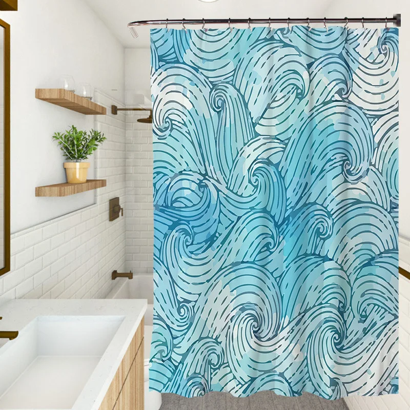 Stick Figure Shower Curtain Polyester Fabric Bathroom Curtain with Hook  Waterproof   Bathroom Accessories Set Shower Curtain images - 6