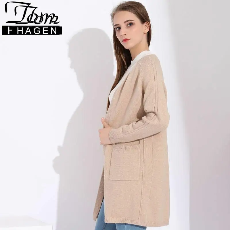 Для женщин розовый кардиган мода 2018 Осень зимний свитер Джемперы длинный вязаный