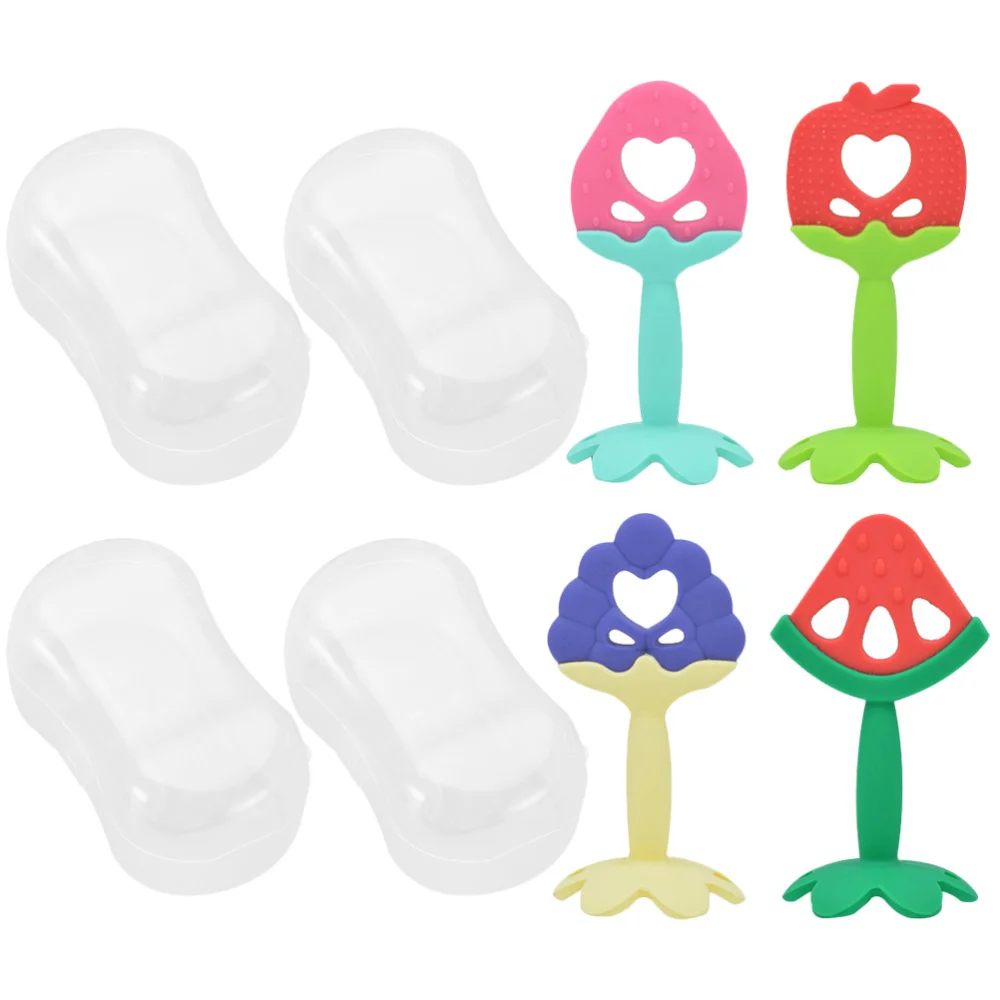 

4pcs Teething Toys Silicone Baby Sensory Teethers Infant Fruit Chewing Toys