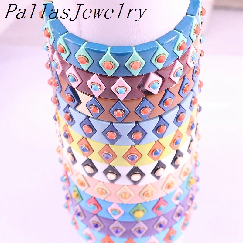 

5Pcs New Hot Tile Bracelet Charm Women Handmade Stackable Enamel eye Bohemian Bracelets Fashion Jewelry 2019