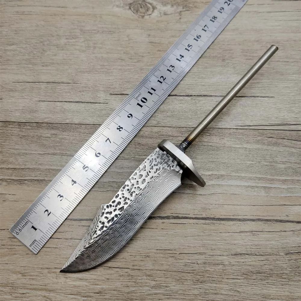 X-02DP DIY VG10 Дамасская сталь ковка шаблон стальной прямой нож с фиксированным лезвием заготовка diy полуфабрикат нож заготовки стали - Цвет: X-02DP