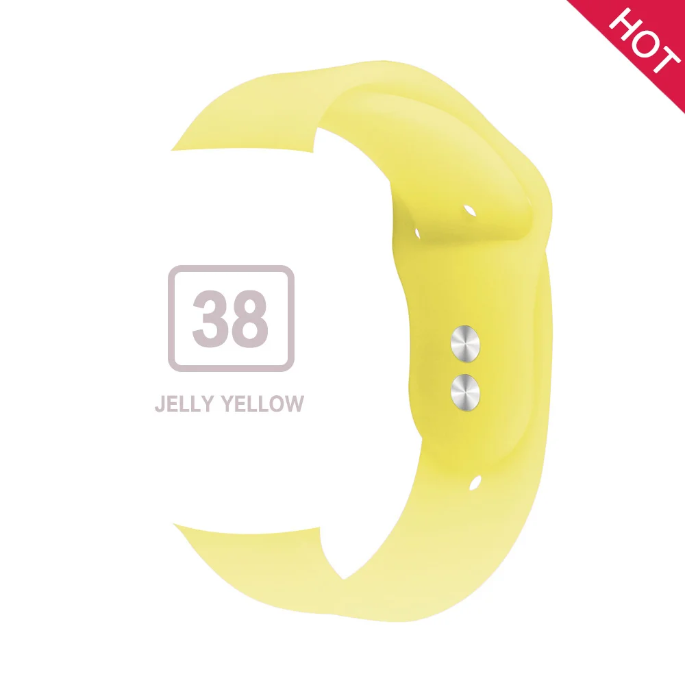 Jelly yellow Мягкий силиконовый сменный спортивный ремешок для Apple Watch версии 4, 3, 2, 1, 42 мм, 38 мм, браслет на запястье, ремешок для iWatch 4, 40 мм, 44 мм, спортивный - Цвет ремешка: Jelly yellow
