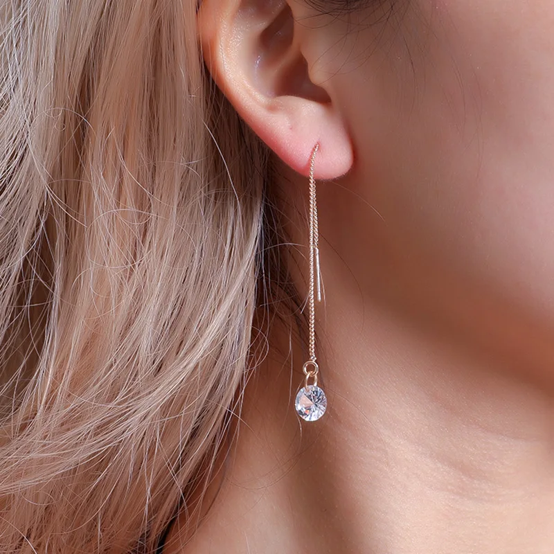 Круглые клипсы для ушей женские длинные с подвеской в виде Большой дуги серьги