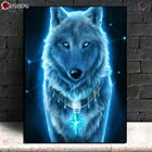 Вышивка крестиком, алмазная живопись сделай сам, животное, Белый Волк, алмазная вышивка, квадратная вышивка, украшение для дома, вышивка, мозаика