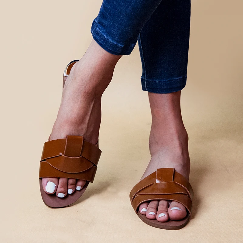 Удобные летние шлепанцы из искусственной кожи Женские в стиле ретро Шлепанцы без