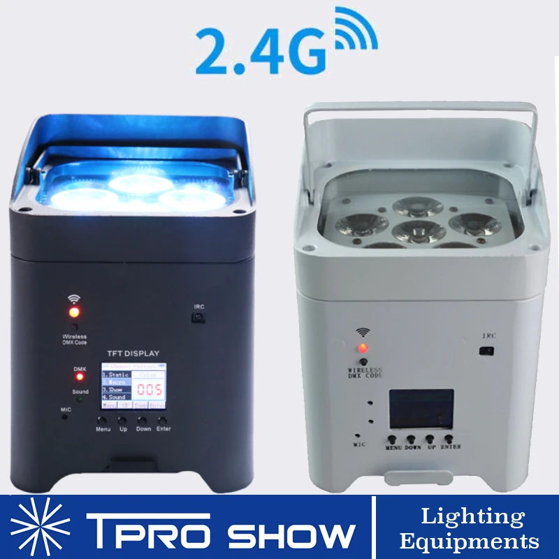 Светодиодный прожектор с питанием от аккумулятора 6x18 вт RGBWAUV wi fi 2 шт.|Эффект