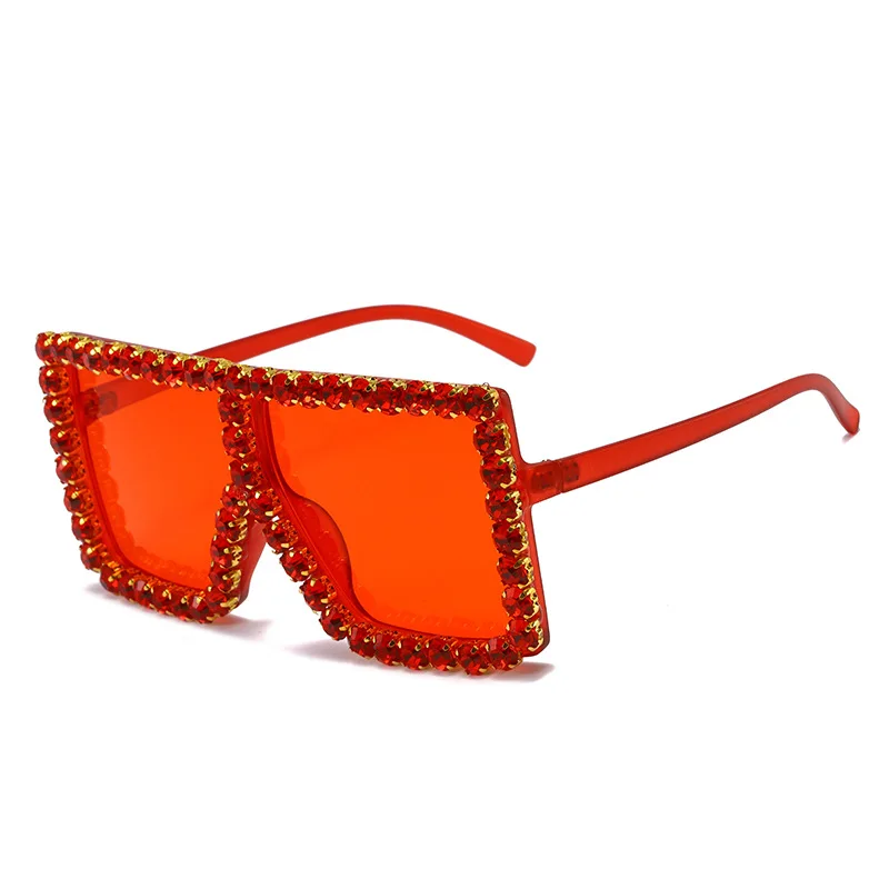 

2021 Vintage Square Sunglasses Women Big Frame Brand Designer Fashion Diamond Oversized Sun Glasses for Female UV400 1806
