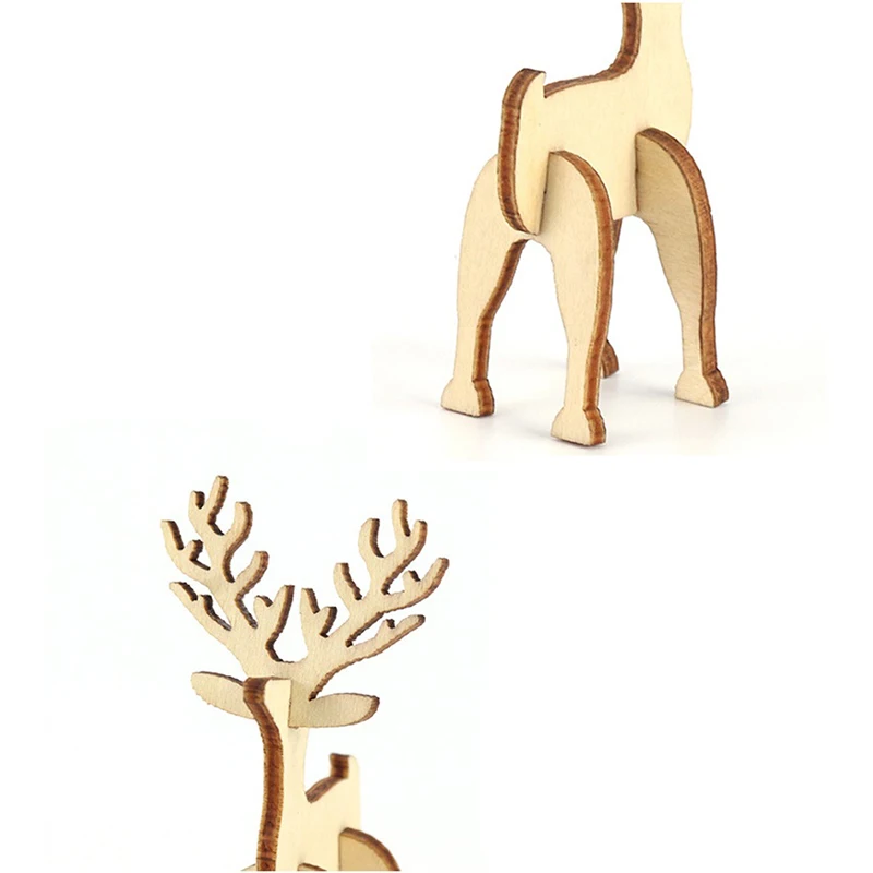 Деревянный 3D пазл с оленем простой трехмерный Головоломка сделай сам животными