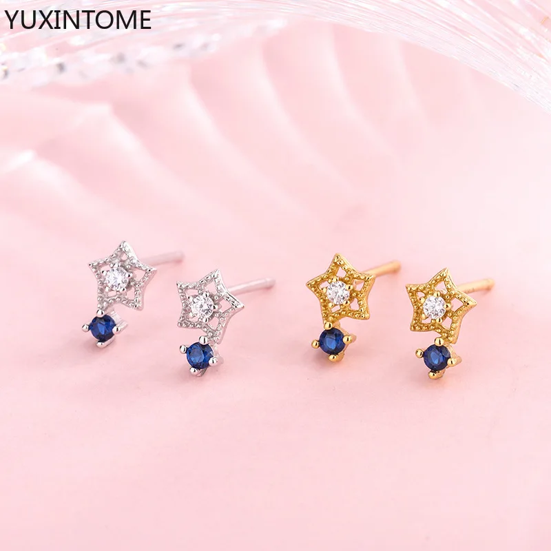 

Cute 925 Sterling Silver Ear Needle Stud Earrings For Women Small star Cubic Zirconia Earring New Fine Jewelry Accessories A3
