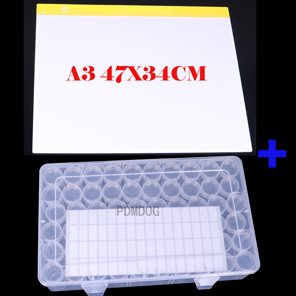 

Набор для алмазной живописи, 60 предметов для хранения, трехуровневая регулируемая светодиодная подсветильник ка, защита глаз, легче для кру...