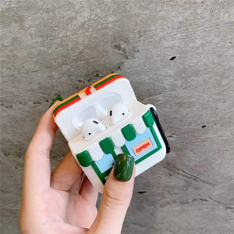 Мультяшный 711 удобный магазин для airpods чехол стерео Беспроводная Bluetooth гарнитура Набор для airpods 1/2 мягкий чехол зарядная коробка