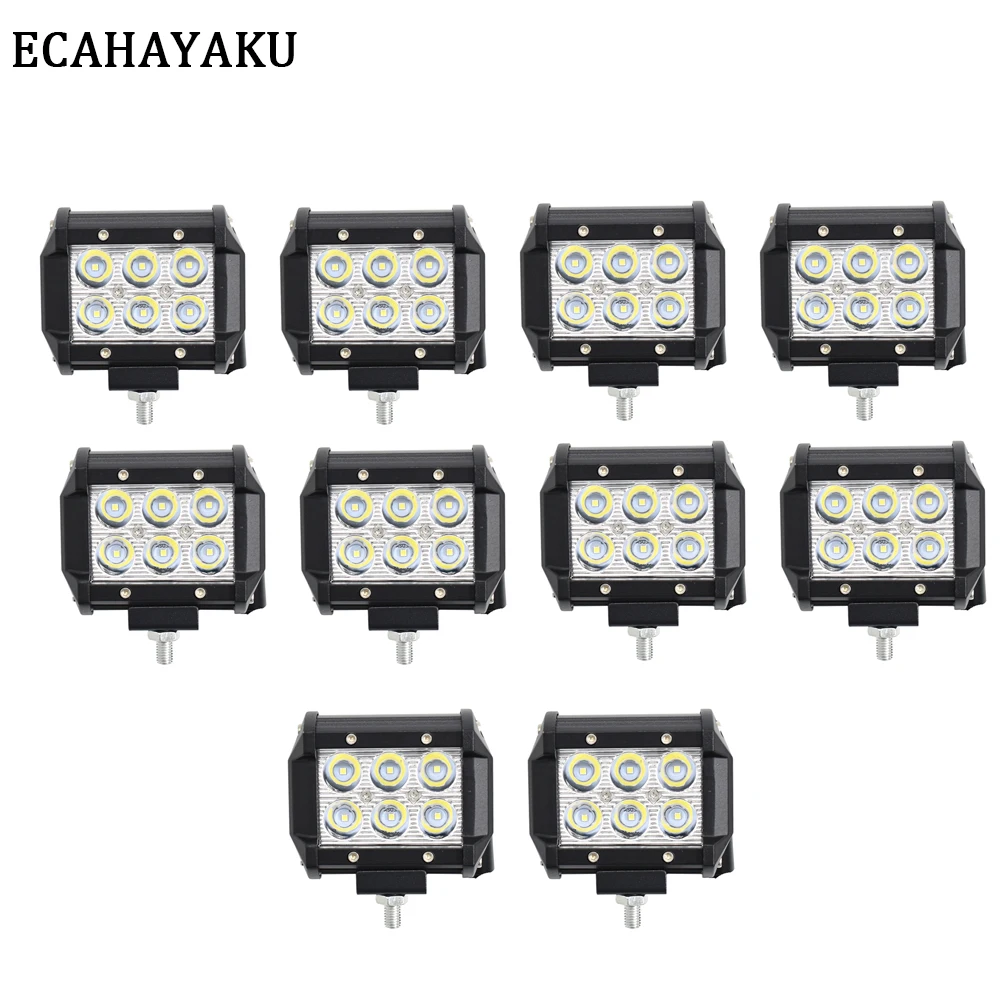 ECAHAYAKU 10 шт. 4 дюйма светодиодный рабочий светильник бар 12V 24V DC 18 Вт для индикаторы