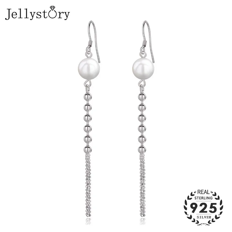 

Jellystory 925 sterling silver drop earrings with natural freshwater pearl gemstone fine jewelry earring for women party wedding