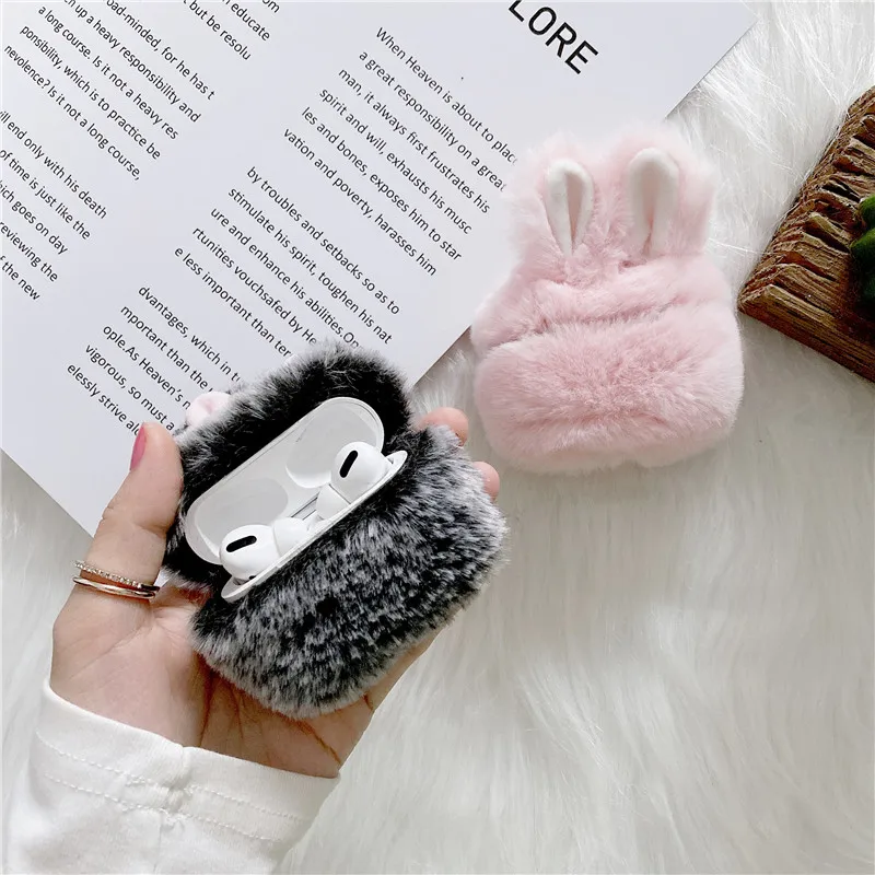3D милый кролик для Funda Airpods Pro Чехол наушников Аксессуары защиты кожи Жесткий Для
