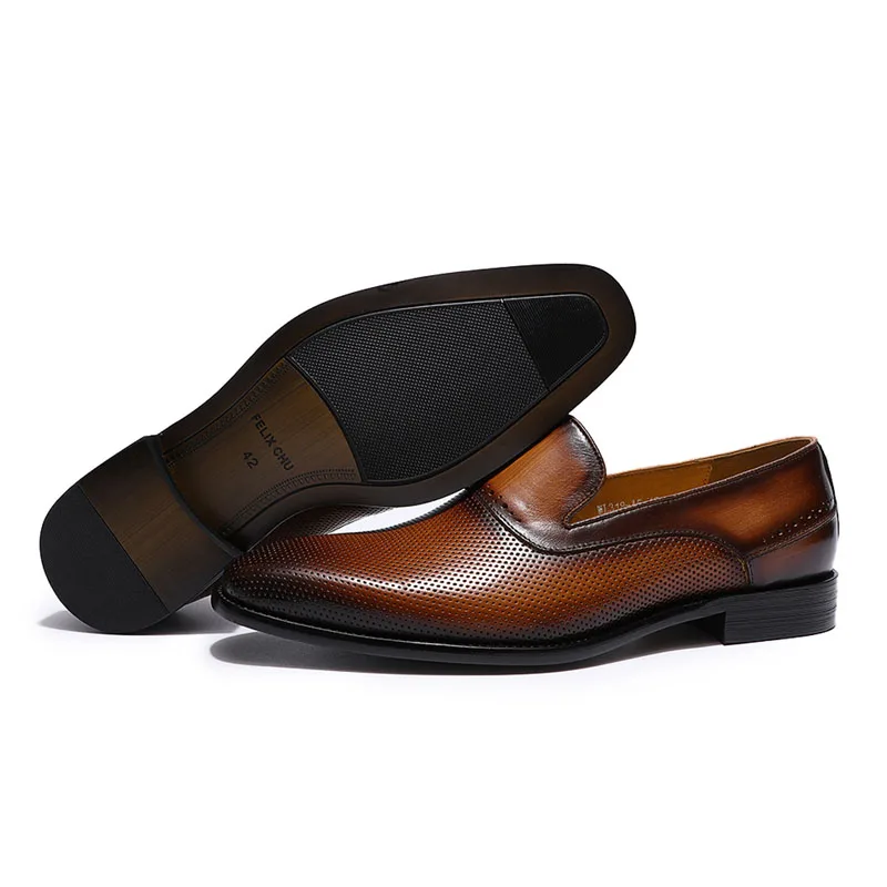 Handmade Men's Breathable Loafer Shoes Genuine Leather Brown Black Slip On Comfortable Office Dress Men Wedding | Обувь