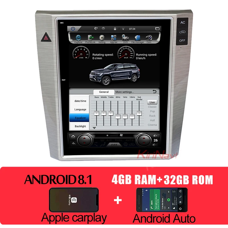 Android Car Radio KiriNavi 10,4 ''вертикальный экран Tesla стиль 1 Din Android 8,1 Автомагнитола для Volkswagen VW Magotan Passat CC автомобильный dvd-плеер gps - Цвет: Android Car Radio