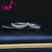 cadermay jewelry v shaped melee moissanite diamond eternity ring in 925 sterling silver v style eternity ring for women