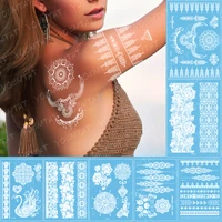 1pc fashion flash waterproof tattoo women white ink henna tatto jewel lace flower bride tatoo mandala temporary tattoo sticker