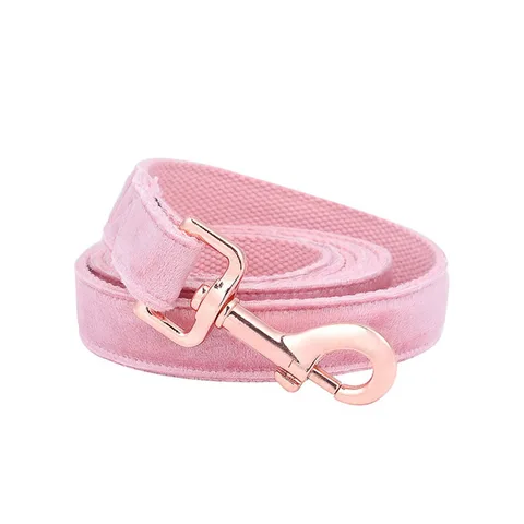 Бархатная шлейка для собак, базовый хлопковый поводок розового цвета с регулируемой пряжкой для собак и кошек