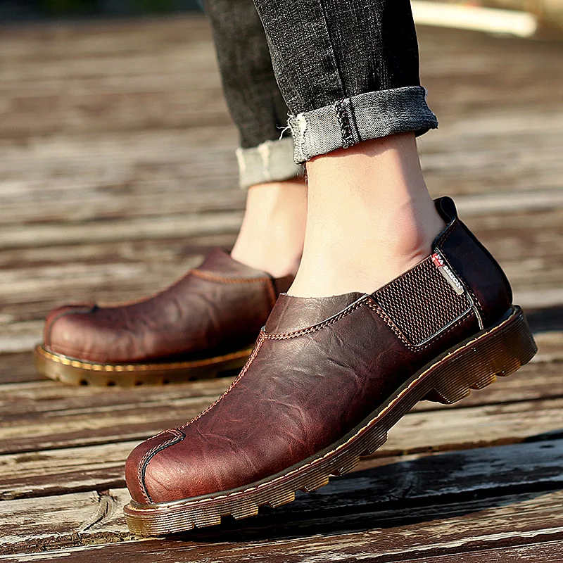 High Quality Genuine Leather Men Shoes Spring Work Safety Casual Fashion Flats Oxfords Loafers Moccasins Big Size 38-47 | Обувь