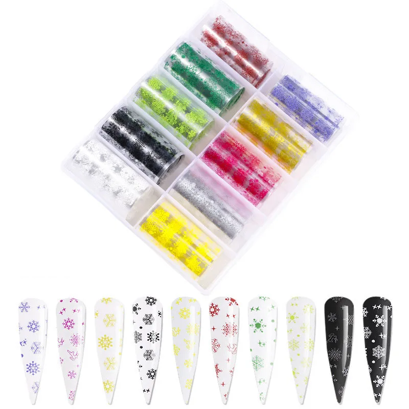 10 шт. рождественские наклейки на Хэллоуин для ногтей Снежинка Санта лось