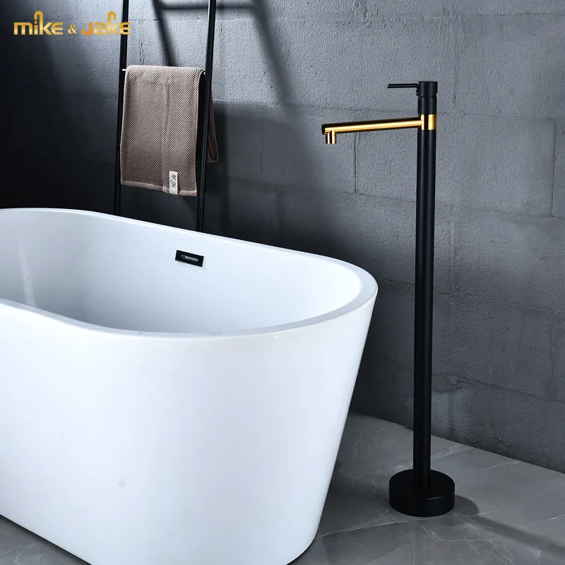 

Bathroom floor stand tap floor stand basin faucet black gold hot and cold tall tap floor bathroom faucet black bathtub mixer
