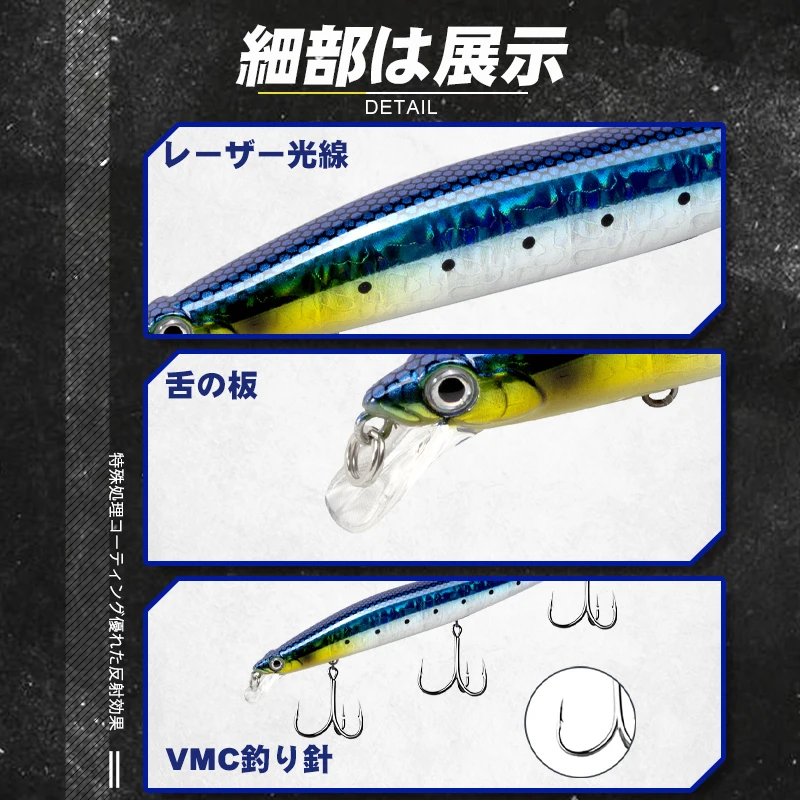 D1 Minnow Fishing Lures 145mm/23.5g 120mm/19.5g Jerkbait Suspending Lure Artificial Hard Wobblers for Bass Trout Accessories