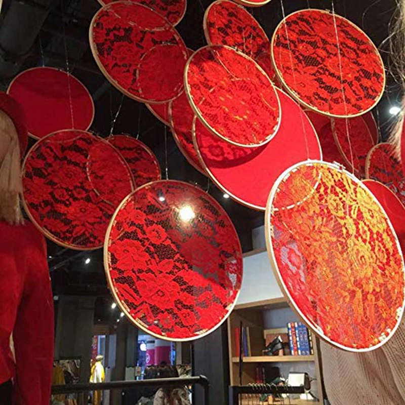 

3 Pieces 14 Inch Embroidery Hoops Wooden Round Adjustable Bamboo Circle Cross Stitch Hoop Ring for Art Craft Handy Sewing