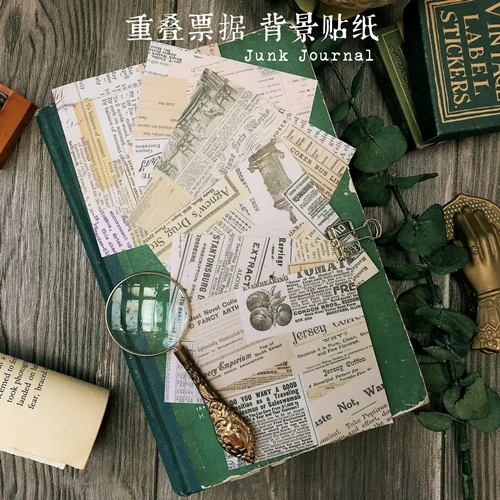 

6pcs retro sulfate paper sticker TN handbook decoration background material journal accessories autocollant