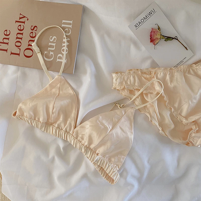 Сексуальный бюстгальтер без косточек шелковое бикини стального кольца