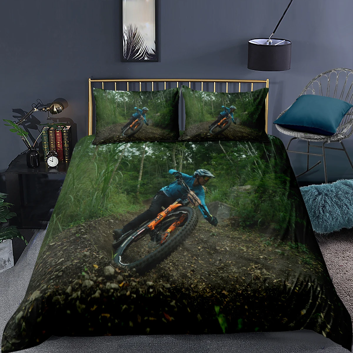 

Luxury Racing Bicycle Print Bedding Set Queen Size 2/3pcs Duvet Cover For Racer Boys Gift Soft Polyester Comforter Bed Lines 105