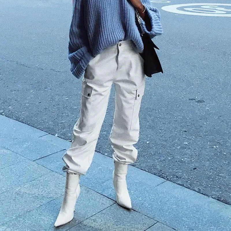 

Hot Big Pockets Cargo pants women High Waist Loose Streetwear pants Baggy Tactical Trouser hip hop high quality joggers pants