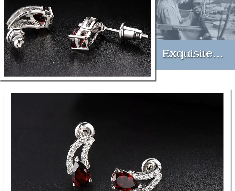 Hutang Garnet женские серьги-гвоздики натуральный рубин Твердые стерлингового серебра 925 пробы изящные элегантные классические ювелирные изделия Новое поступление