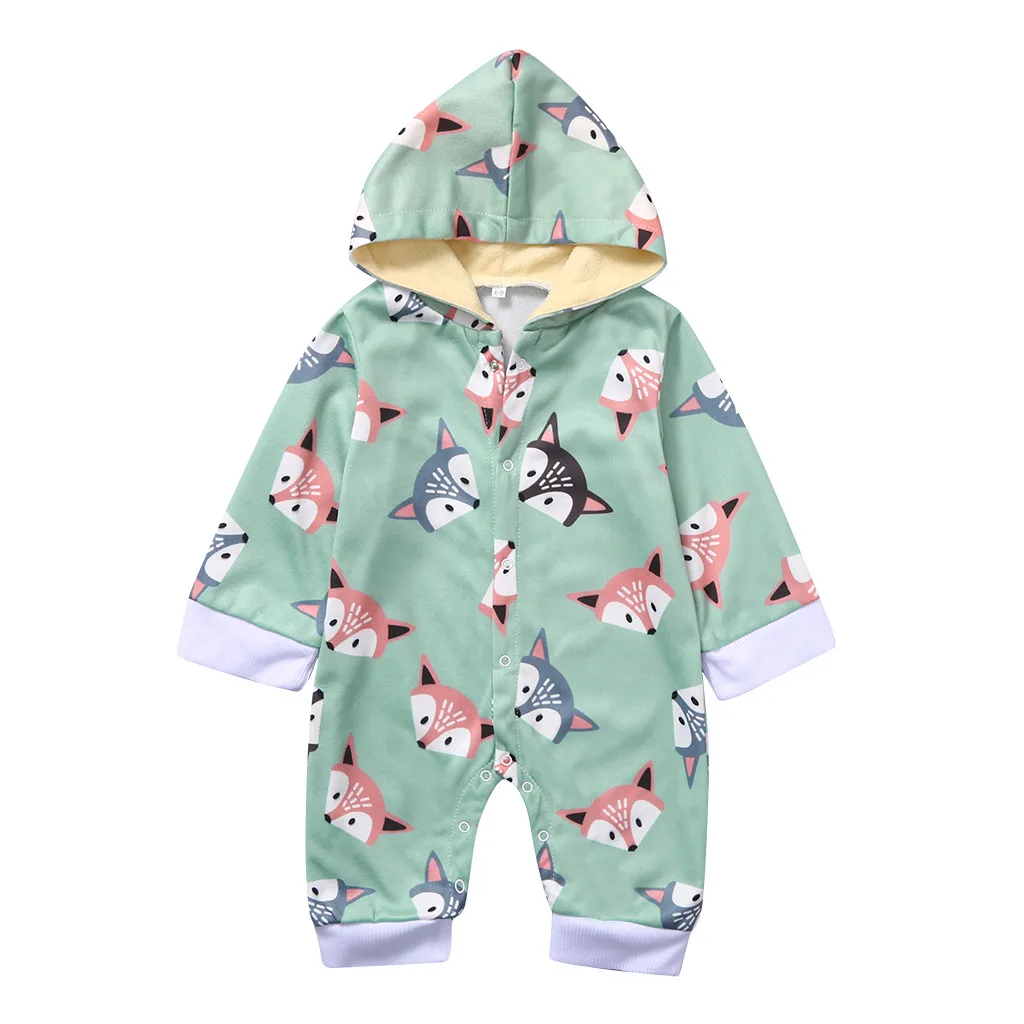 Зимний комбинезон для новорожденных мальчиков и девочек с капюшоном рисунком