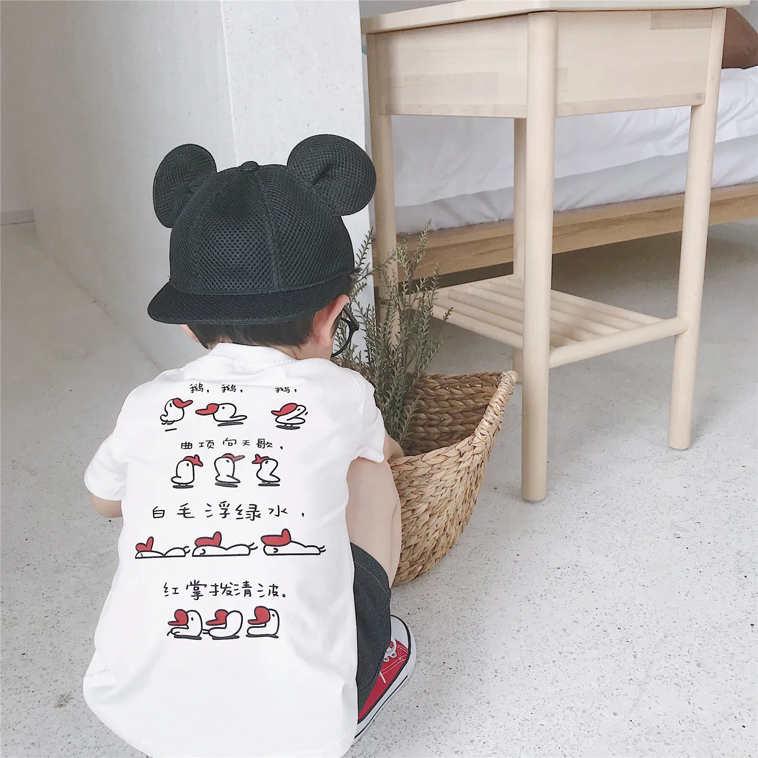 Tonytaobaby/новый летний топ для мальчиков и девочек с изображением гуся Длинная