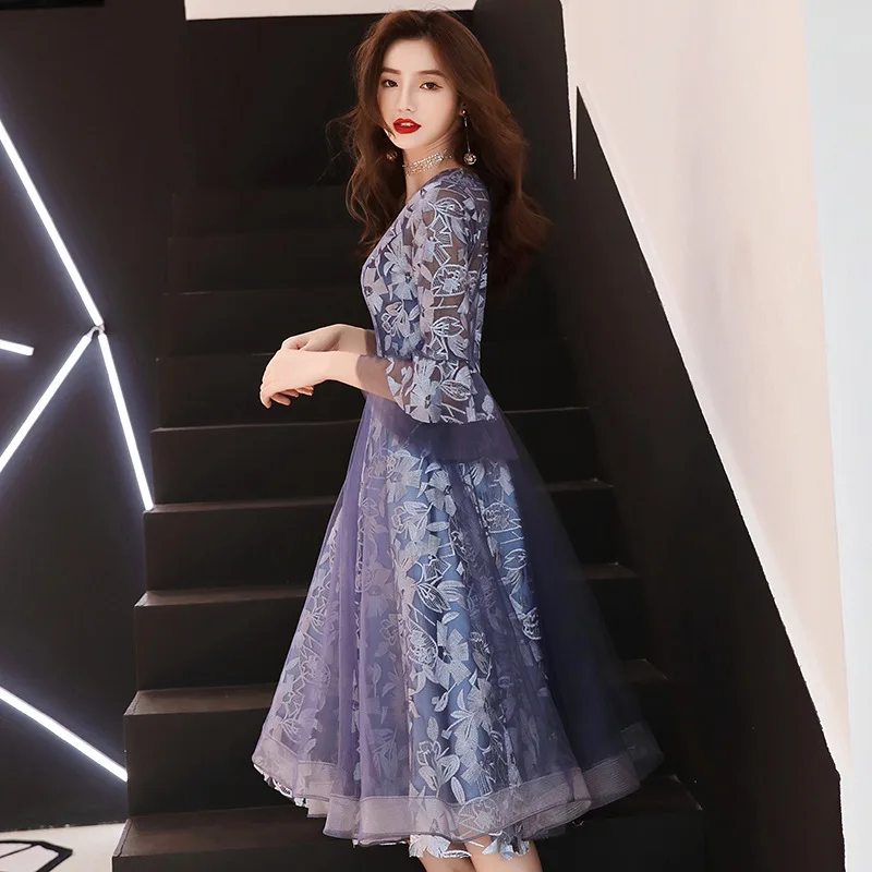 

Милое женское бальное платье с расклешенными рукавами, сексуальные платья средней длины с круглым вырезом, юбка для свадебной вечеринки не...