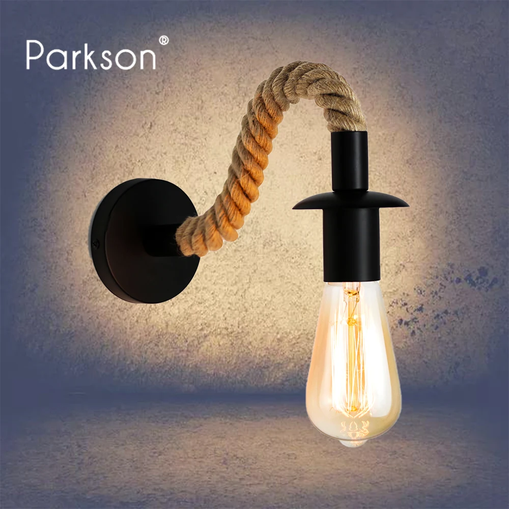 Американский Ретро Лофт светильник ing бра Эдисон лампа E27 розетка пеньковая