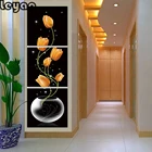 Алмазная 5d картина сделай сам, полноразмерная круглая вышивка с цветами, тюльпанами, мозаикой, Триптих, украшение для дома