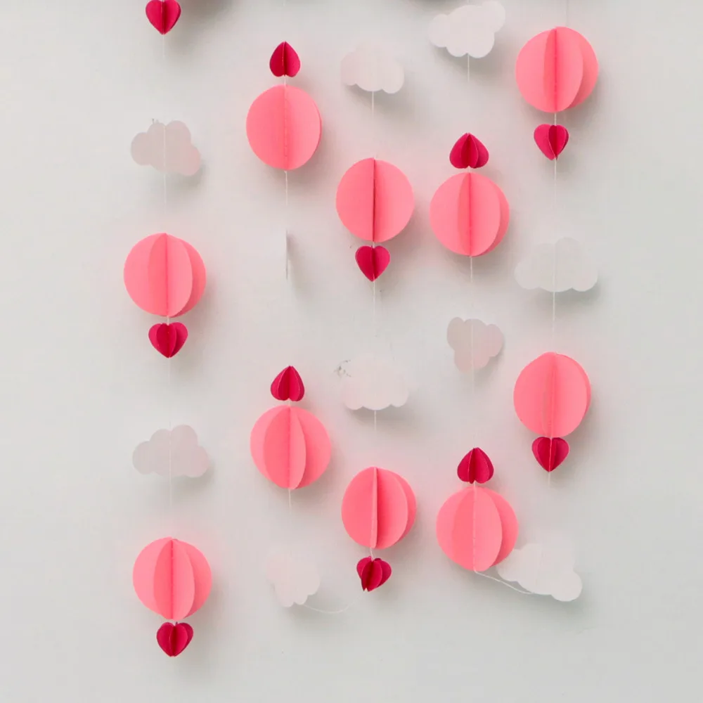 

22 pieces/lot 2M Rose Gold Glitter star round Cloud paper Garland Banner Birthday Wedding Party Decoration gift Supplies