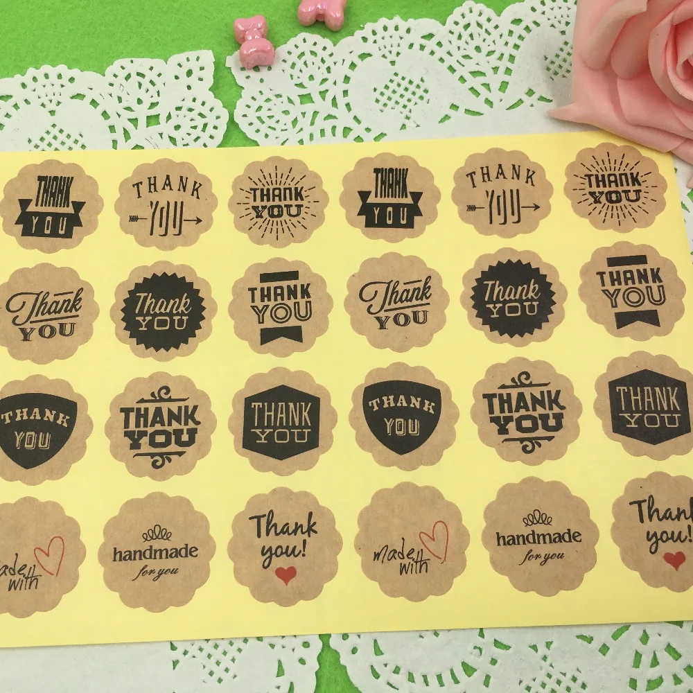 500 шт./лот крафт бумага спасибо 3 см круглая наклейка с уплотнением