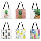 Сумка женская с принтом ананаса, повседневный тоут на плечо, уличный пляжный саквояж, складной клатч для покупок