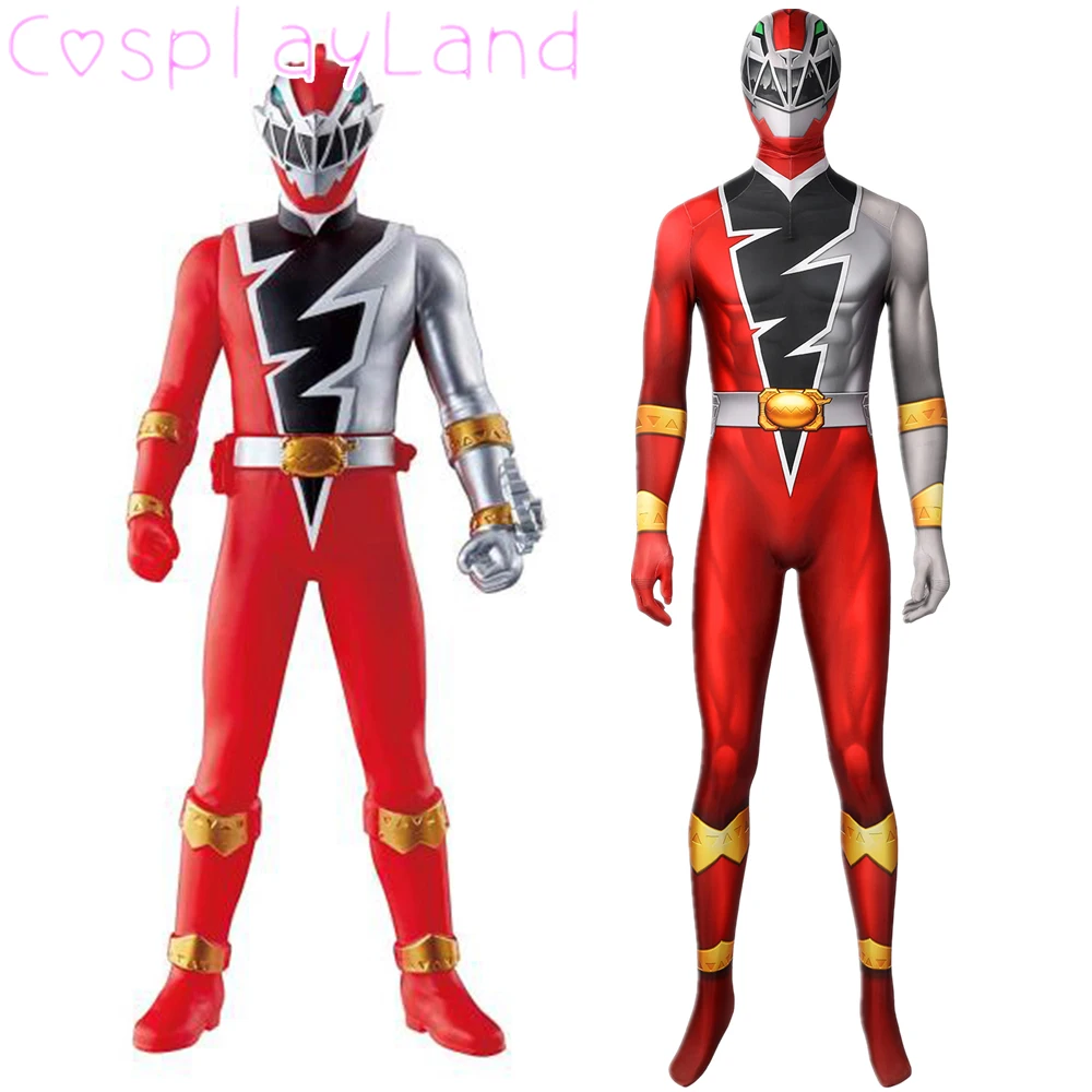 KISHIRYU SENTAI Ryusoul Ranger Cosplay Costume Halloween Dino Ranger Men Jumpsuit Red Soldier Printing Spandex Bodysuit