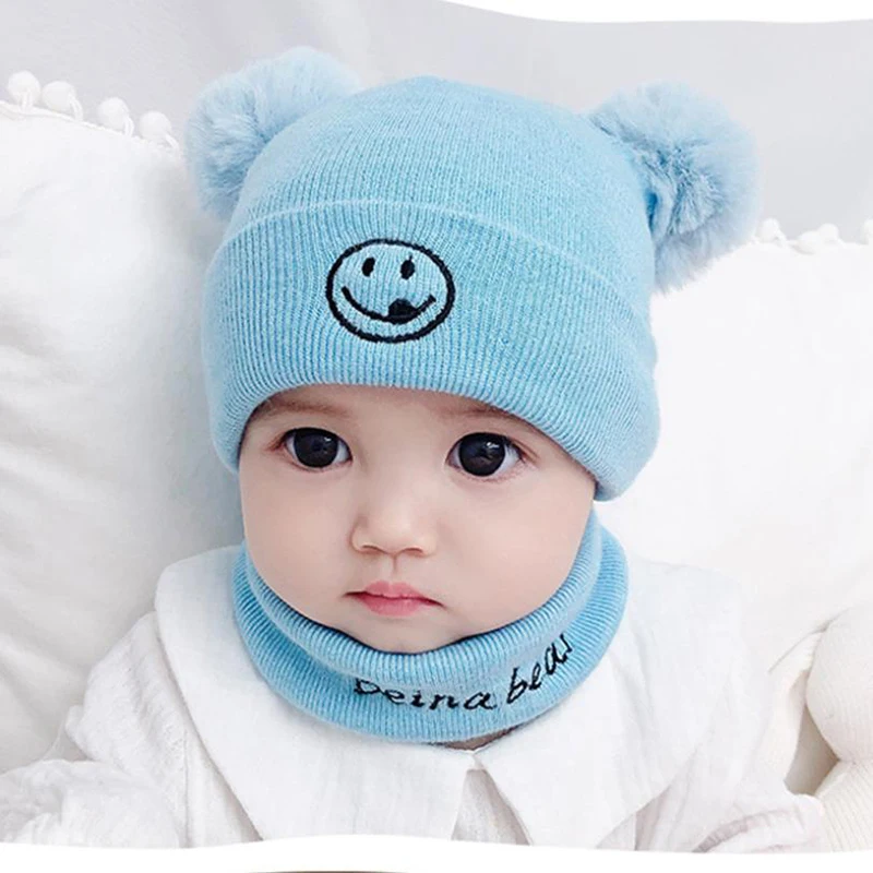 LA Baby Beanies/комплект с шапочкой для маленьких детей шапка надписью Smile шарф зимний